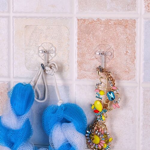 Xui Cintres Muraux De Porte Auto-Adhésifs 12 Pièces, Solides, Transparents, Ventouse, Crochets Muraux, Cintre Pour Cuisine, Accessoires De Salle De Bains