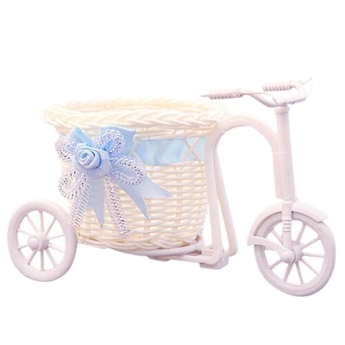 Panier De Fleurs Blanc En Forme De Tricycle, Conteneur De Rangement De Fleurs De Vélo, Décoration De Cérémonie De Mariage, Bricolage De Fête, Fleurs D'art