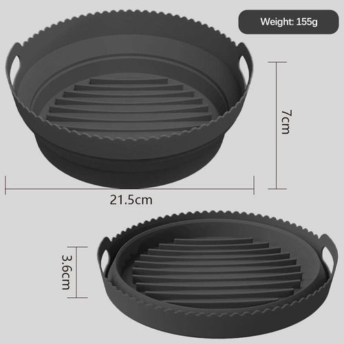 Plaque De Cuisson Pour Friteuse À Air En Silicone,Ronde Et Pliable,Sans Bpa,Accessoires De Cuisson Pour Friteuse À Air,Nouveauté.Foldable Round Black.
