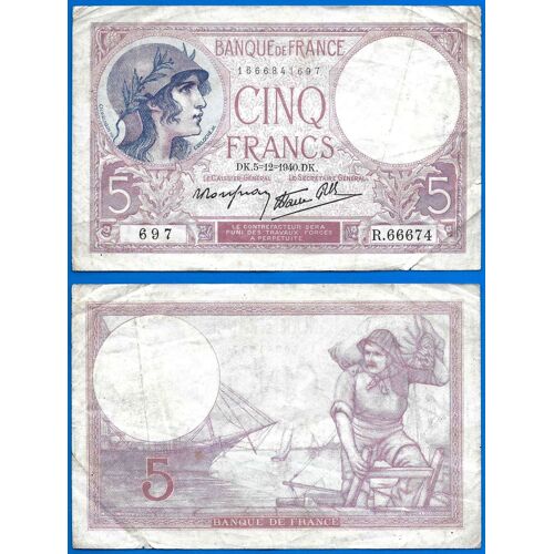France 5 Francs 1940 5 Décembre Violet Billet Franc Frcs Frc