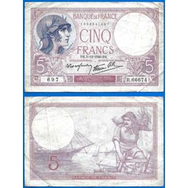 France 5 Francs 1940 5 Décembre Violet Billet Franc Frcs Frc