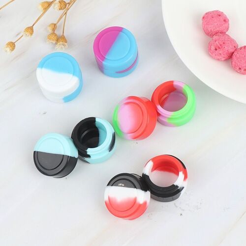 5 Pièces/Ensemble 2ml Récipient En Silicone Antiadhésif Pot De Cire À L'huile Antiadhésive Dab Boîte De Rangement Pot En Silicone