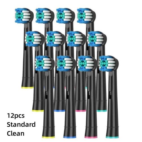 Têtes De Brosse À Dents De Rechange Pour Brosse À Dents Oral B,Nettoyage De Précision,Buses Noires Pour Oralb (Pas Pour Io).12 Standard (Black).