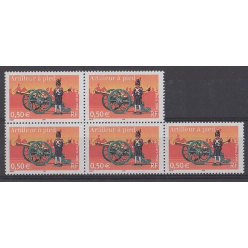 Bloc 5 Timbres France 2004 Yvert Et Tellier N°3680 Artilleur À Pied Série Napoléon Neuf** Gomme Intacte