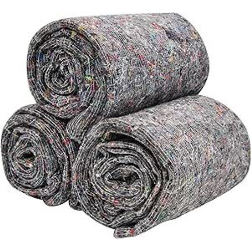 REDLACK - Lot de 3 Couvertures de Déménagement 150x200 cm Protection Meubles Transport Stockage travaux Textile Recyclé 350g/m² Gris