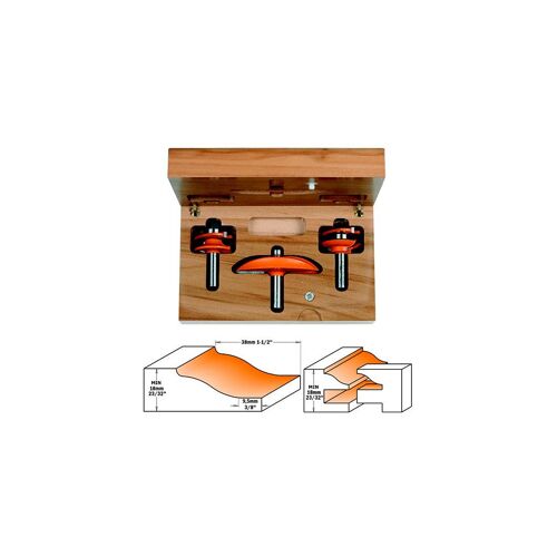 Coffret de 3 fraises carbure pour défonceuse spécial cuisine Q. 12 mm profil A - 900.513.11 - CMT