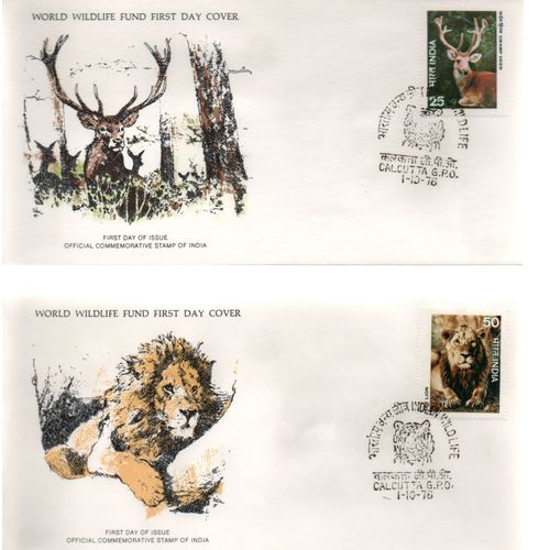 Inde Timbres Animaux En Voie D'Extinction 2 Fdc
