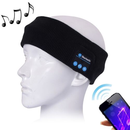 Bandeau Tricoté Ios Android Écouteurs Mains Libres Bluetooth Micro Intégré Noir - Yonis