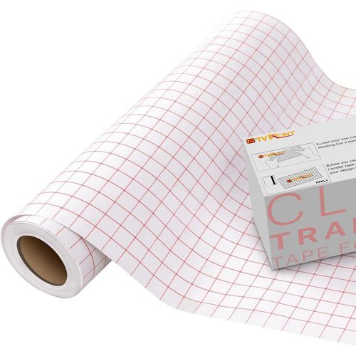 Film de Transfert pour Traceur Vinyle,30x500cm,avec Grille D'alignement Transparente,Cameo pour Décalcomanies,Panneaux et Murs(Rouge)