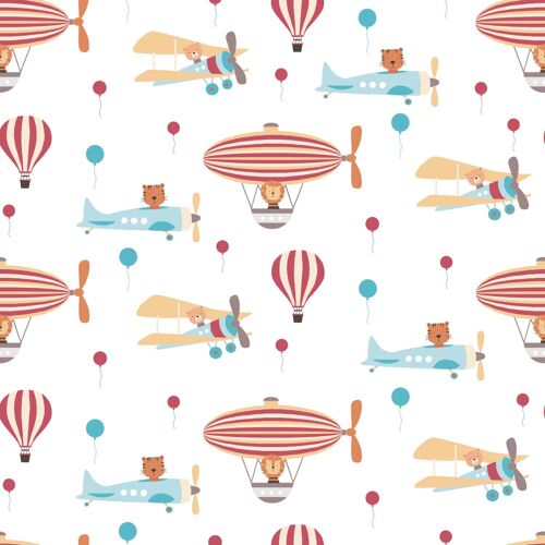 Papier peint enfants Profhome 381261-GU papier peint intissé légèrement texturé avec un dessin infantile mat blanc rouge bleu beige 5,33 m2