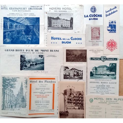 Gros Lot 13 Factures Lettres Enveloppes Documents En-Têtes Hôtels France Et Monde Années 10 À 50