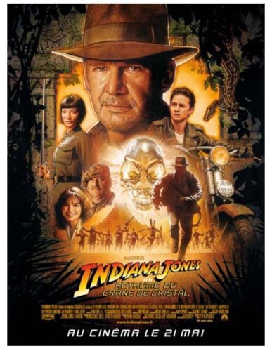 Affiche Cinéma Originale "Indiana Jones Et Le Royaume Du Crâne De Crystal" 40x60cm Pliée