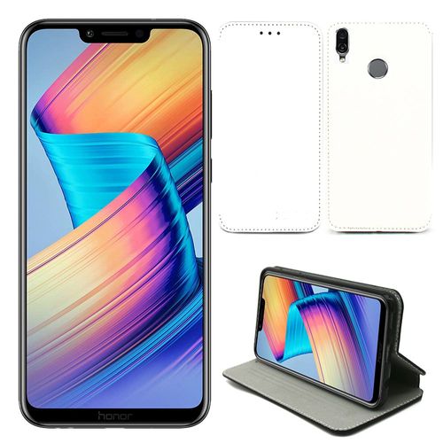 Huawei Honor Play Blanc : Etui Luxe Slim Cuir Style Avec Stand - Housse Coque De Protection Antichoc Smartphone 2018 6,3 Pouces - Accessoires Pochette Case