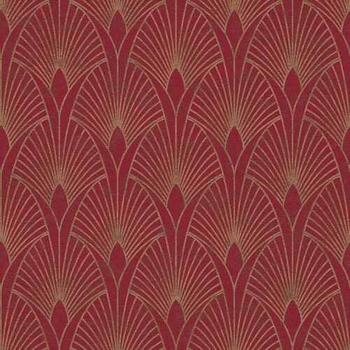 Papier peint de luxe exclusif Profhome 374274-GU papier peint intissé légèrement texturé design brillant rouge or 5,33 m2