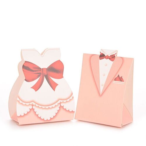 100 Pièces Mari? Smoking Robe Robe Ruban Boîte à Bonbons Pour Mariage Faveur De Mariage Mari?e Mari? Mari?e Coffrets Cadeaux