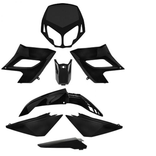 Kit Carénage Tnt 8 Pièces Noir Moto Derbi 50 Senda Drd Racing 2004 À 2010 Neuf