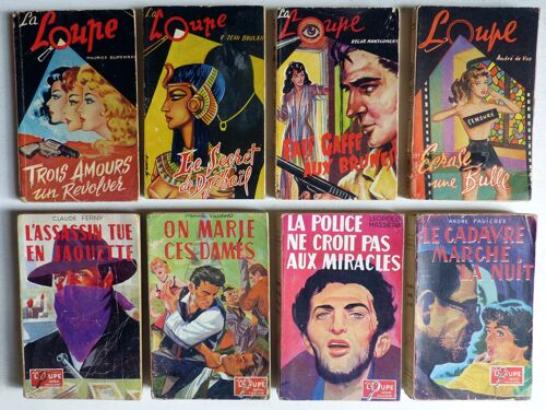 Lot De 37 Romans Policiers Parus Dans La Collection Policière La Loupe (Éditions Jacquier, 1955-1960) Par André Favières, Claude Ferny, Robert-Jean Boulan, Léo Gestelys Et Divers Auteurs