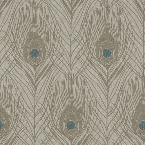 Papier peint nature Profhome 369716-GU papier peint intissé légèrement texturé avec un dessin exotique mat brun gris bleu 5,33 m2