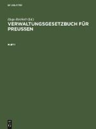 Verwaltungsgesetzbuch Für Preußen