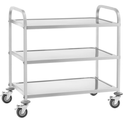 Royal Chariot De Service Inox Desserte Cuisine À Roulettes Rcsw-6.2 (3 Étagères, Distance 28,5 Cm, Charge Statique Max. 500 Kg, Acier Inoxydable)