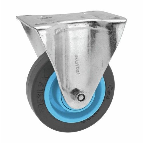 Roulette fixe - sur platine - Résilex® - charges moyennes - diamètre 125 mm - Gemroll GUITEL
