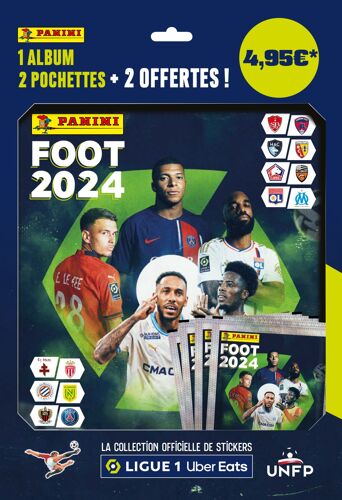 Stickers Panini Foot 2024 Ligue 1 Uber Eats Album + 2 Pochettes + 2 Offertes