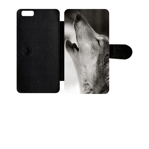 Etui A Rabat - Loup Hurlant - Compatible Avec Apple Iphone 6s Plus - Plastique - Bord Noir
