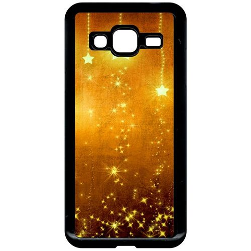 Coque Pour Smartphone - Yellow Stars - Compatible Avec Samsung Galaxy J3 - Plastique - Bord Noir