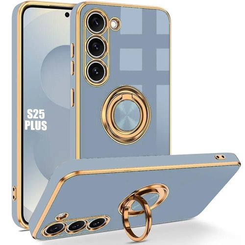 Coque Pour Samsung Galaxy S25 Plus (S25+) Protection Silicone Antichoc Avec Anneau Bleu - E.F.Connection