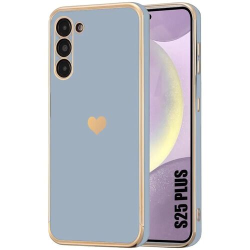 Coque Pour Samsung Galaxy S25 Plus (S25+) Protection Avec Motif Coeur Anti-Rayure Souple Tpu Bleu - E.F.Connection