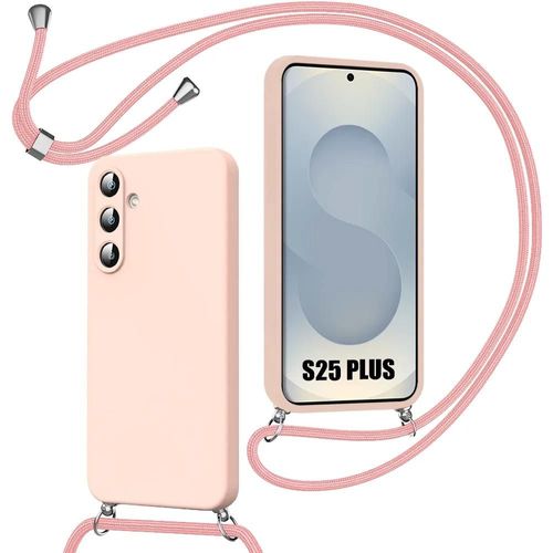 Coque Pour Samsung Galaxy S25 Plus (S25+) Protection Silicone Anti-Rayures Souple Avec Cordon Rose - E.F.Connection