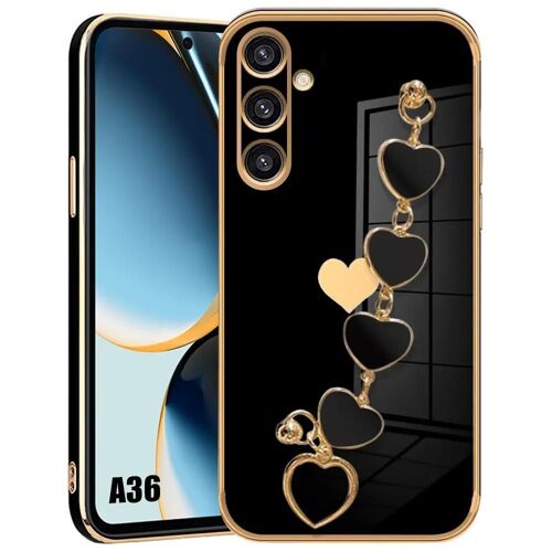 Coque Pour Samsung Galaxy A36 5g, Silicone Motif Coeur Souple Anti-Rayure Avec Bracelet Noir - E.F.Connection
