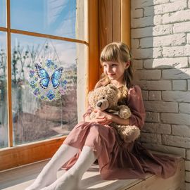 Diamond Painting Pendentif De Pâques 5d Peinture Diamant Avec Chaîne Diy Peinture Diamant Pâques Papillon Printemps Décoration Pour Entrée Et Fenêtre Décoration Murale