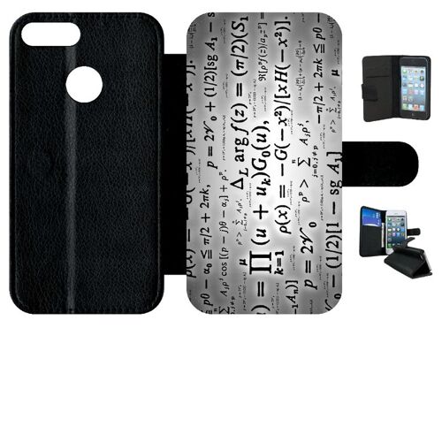 Etui a rabat - Calcul pi math fond argent - compatible avec honor 9 Lite - Simili-Cuir - bord Noir