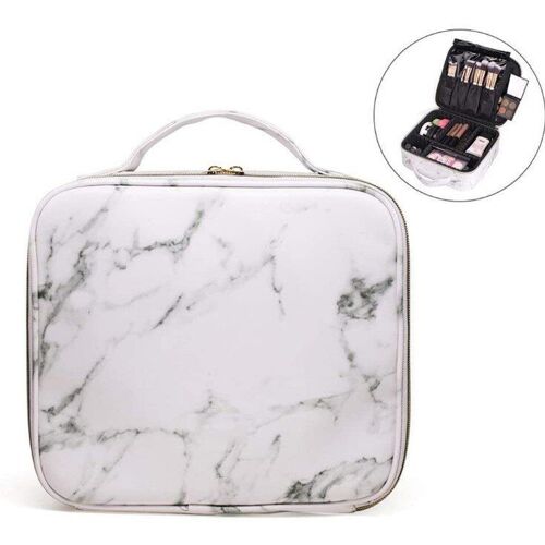 Boîte De Rangement De Cosmétiques En Marbre, Nouvelle Mallette De Rangement De Cosmétiques Professionnelle En Cuir, Organisateur De Maquillage De Voyage, Valise D'Outils De Beauté Pour Ongles Pour