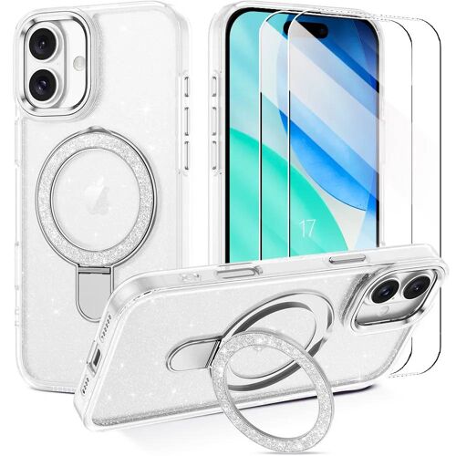 Coque + 2 Verres Trempés pour iPhone 17, Protection Silicone Souple PC avec Cercle Magnétique - Transparent - EFConnection
