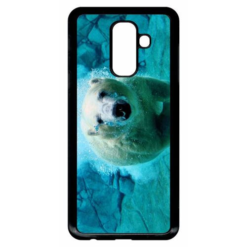 Coque galaxy a6+ (2018) - gros ours blanc plongee - noir