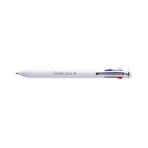 Stylo - 4 Couleurs - Pointe Moyenne - Corps Blanc - Pentel