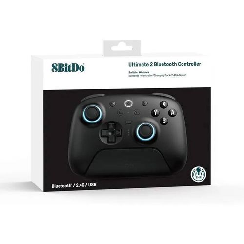 8BitDo Ultimate 2 Bluetooth Manette pour Switch 1 & 2 / PC Windows - Black Edition
