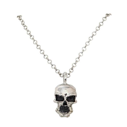 Collier Chaine Tête De Mort Argent Brillant