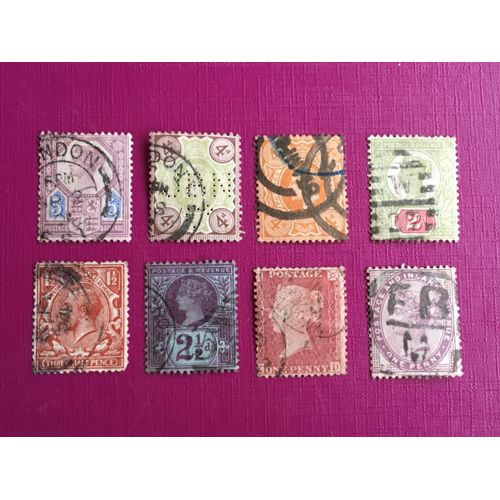 8 Timbres Grabde Bretagne Oblitérés 1881-1936 Lot 6
