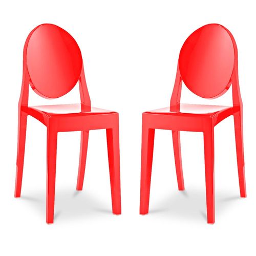 Lot De 2 Chaises De Salle À Manger Transparentes - Victoire Rouge