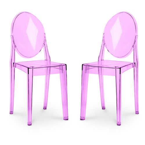 Lot De 2 Chaises De Salle À Manger Transparentes - Victoire Violet Transparent