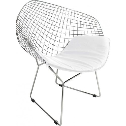 Chaise De Salle À Manger Bertold En Acier Diam Chrome Blanc