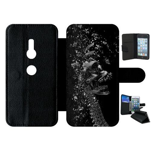 Etui A Rabat - Squelette Verre Bris - Compatible Avec Sony Xperia Xz2 - Simili-Cuir - Bord Noir