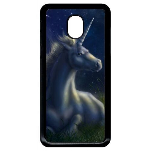 Coque Pour Smartphone - Licorne 2 - Compatible Avec Samsung Galaxy J3 (2018) - Plastique - Bord Noir