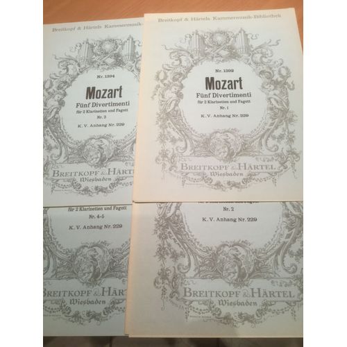 Mozart - 5 Divertissements Pour 2 Clarinettes Et Basson