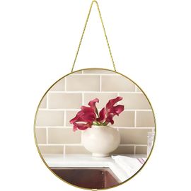 TRAHOO-Miroir mural rond de 32 cm - Miroir de salle de bain pour lavabo (doré, 32 cm)