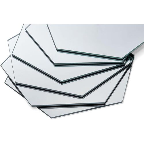 Crystal Wall Mirror, Set Of 6 Hieces, Hexagonal, 24cm X 21cm X 0.3cm, 0.3kg, Self Adhesive, Ribbon Included, C-Edge, Modern, Minimalist 