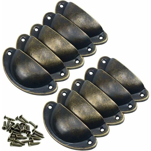 Boutons de Porte Lot de 10 Poignees Boutons de Meuble Vintage Boutons de Tiroir Metal Coquille et Bouton de Meuble pour Placards Armoire Commode Tiroirs (Laiton Antique¿ goodnice